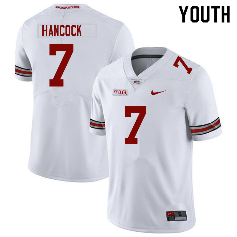 Youth #7 Jordan Hancock Ohio State Buckeyes College Football Jerseys Sale-White